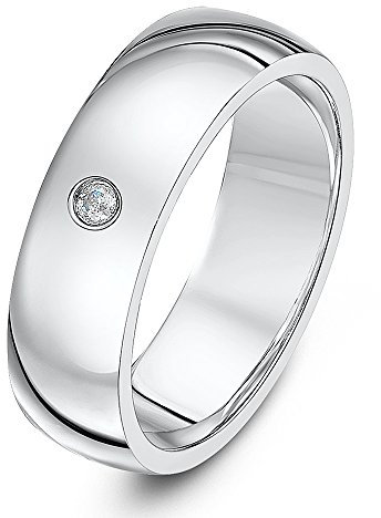 Theia Ehering Palladium 500 Sehr massiv, ovale Form 0.03ct Runder Diamant 6mm - Größe 62 (19.7)
