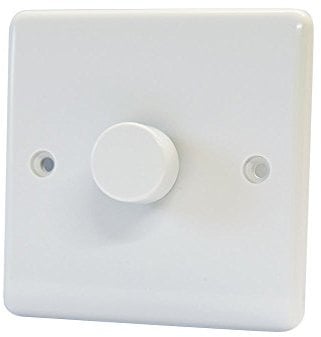 10A Light Dimmer Switch 1 Gang 2 Way - Push On Off 1000W - Plastic White