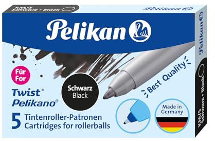 Pelikan 946483 Tintenroller-Patronen schwarz, Etui mit 5 Patronen