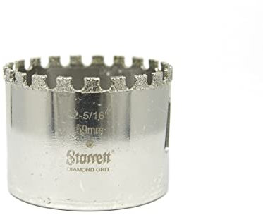 Starrett Diamond Grit Hole Saw - D0256 Ceramic and Tile Drill Cutter - For Brick Glass Marble Slate Stone Porcelain - 59mm (2.5/16 inch)