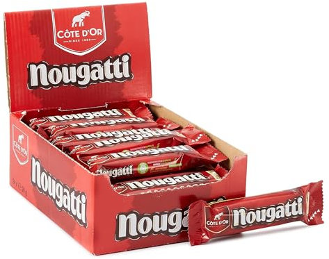 Côte d'Or Nougatti - Barre de Nougat au Chocolat au Lait - Cacao 100% Durable - Présentoir de 24 barres individuelles (30 g) (L'emballage peut varier)