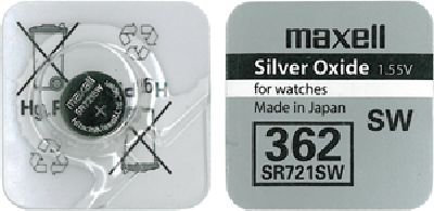 Maxell 362 SR721SW Button Cell Watch Battery Low Drain 2,1x7,9 Hxã & # x2DC, 7.9 mm 1.55 V Blister Pack by Maxell