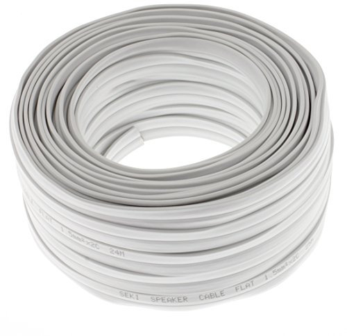Cable de Altavoz Plano de 2 x 1,5 mm², Blanco, 25 m, CCA, Cable de Audio