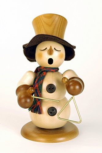 Christian Ulbricht Räuchermann Schneemann mit Triangel natur 23cm Erzgebirge