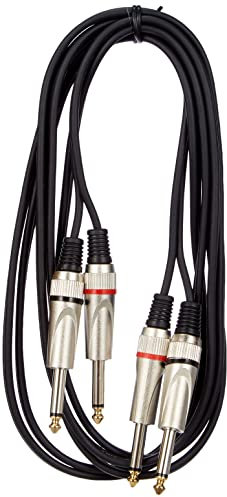 Stagg STC3P - Cable jack a jack (mono, macho, acodado, 3 m), color negro