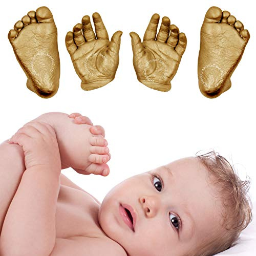 BabyRice Large Baby Hand and Foot Casting Kit, Boxed, Includes Metallic Paint (Gold)
