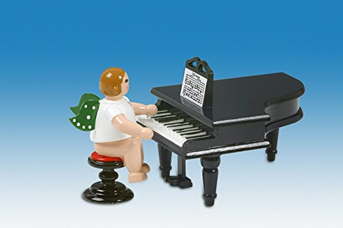 Rudolphs Schatzkiste Holzfigur Engel am Flügel mit Krone Höhe 6cm NEU Holzengel Instrument Seiffen Erzgebirge Figur Dekoration Holzfiguren Weihnachten Fensterschmuck Spielzeug Deko Weihnachtsfigur