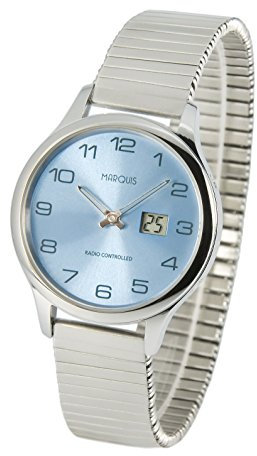 MARQUIS Damen Funkuhr Zugband (Junghans-Uhrwerk) Gehäuse und Armband aus Edelstahl 964.4905