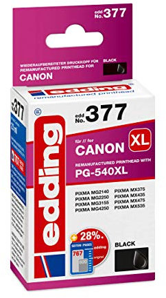 edding Druckerpatrone EDD-377 - Einzelpatrone - Schwarz - 23 ml - Reichweite 765 Seiten - Ersetzt Canon PG-540XL