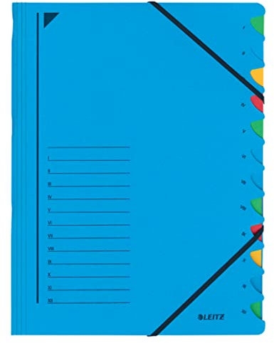 Leitz 39120335 Ordnungsmappe (A4, 12 Fächer) blau