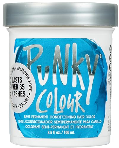 Punky Colour Semi Permanent Hair Color – Conditioning Blue Hair Dye for Vibrant Blue Hairs, Vegan, Cruelty-Free, Lasts up to 35 Washes, 3.5 oz