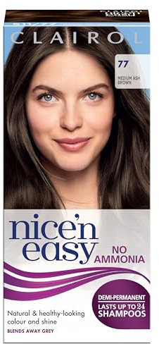 Clairol Nice'n Easy Haartönung, semi-permanent, ohne Ammoniak, 77 Medium Ash Brown (Mittelbraun)