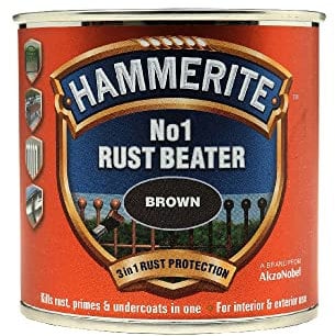 Hammerite No 1 Rust Beater, Rust Remover for Metal. Rust Converter Metal Paint, with Metal Filler Primer and Undercoat, Brown Metal Paint for Interior and Exterior - 250ml