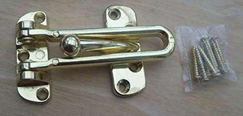 Ironmongery World Security Door Guard Restrictor Lock Catch Replacement for Door Chain in 2 Finishes - Brass Plated