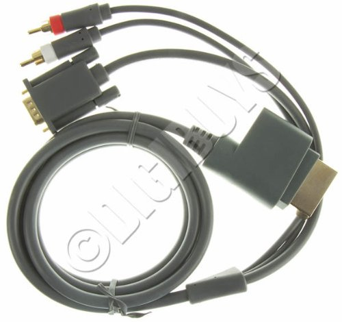 Xbox360 to VGA + 2 RCA Audio Video Component H D Cable Lead UK