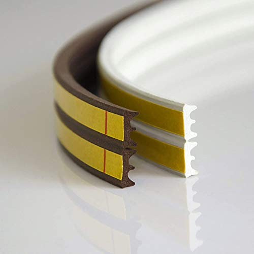 60 m Guarnizione in gomma e di profilo marrone 9 mm autoadesivo Finestra Guarnizione Isolante Legno Guarnizione della porta Guarnizione in gomma Band profilo guarnizione