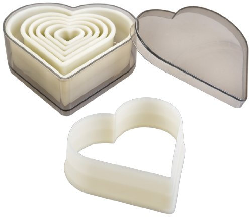 Ibili Corta MASAS Corazon Liso (7 PC), Stainless Steel, Transparente y Blanco, 11 x 11 x 5 cm