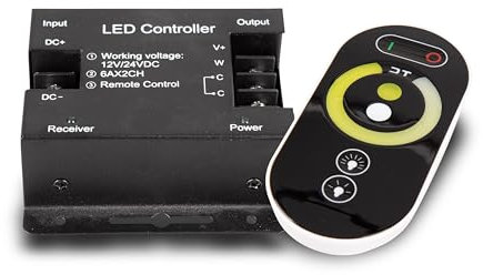 Mextronic LED-Controller/LED-CCT-Dimmer mit Fernbedienung: 12A, 12/24V