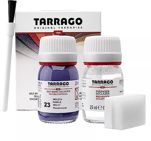 Tarrago | Self Shine Color Dye 25 ml | Teinture Auto-brillante pour Chaussures et Accessoires | Couvre les Éraflures et l'Usure des Chaussures (Violet 23)