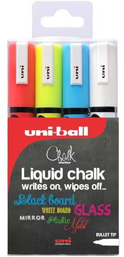 Uni-Ball 153528181 Marcatore a Gesso Liquido, 4 Pezzi