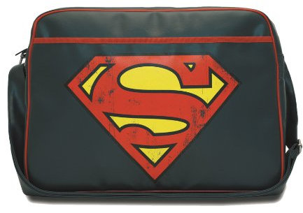 Logoshirt® DC I Superman I Logo I Umhängetasche I Schultertasche I Retro-Sporttasche I Kunstleder I Querformat I blau I Lizenziertes Originaldesign