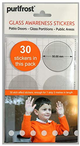 Purlfrost GENUINE Branded Etch Effect Safety Stickers for Glass. Pack of 30 Circles.