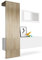 Vladon Garderobe Carlton Set 4, Made in Germany, Garderobenset bestehend aus 1 Garderobenpaneel, 1 Schrankmodul und 1 Wandspiegel, Weiß matt/Eiche sägerau (156 x 193 x 35 cm)