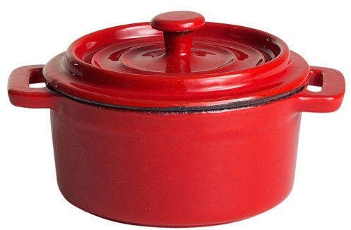 PaellaWorld 9705 Topf aus Gusseisen, o 10 cm, rot/weiß emailliert