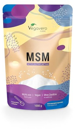 MSM Pulver 1000 g Vegavero® | 99,9% rein | Preis-Leistungs-Sieger 2024* | Deutsche Produktion | Methylsulfonylmethan | Organischer Schwefel | kristallin | Laborgeprüft & Ohne Zusätze | Vegan