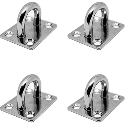 PRIOstahl Augplatten Zurröse Deckenöse Decksplatte Platte Mastplatte - 40 x 50 mm x 4 Stück Wandöse Decksplatte Schwerlast Ankerplatte Mastplatte Öse Sonnensegel Boxsack Seilzug aus Edelstahl V2A