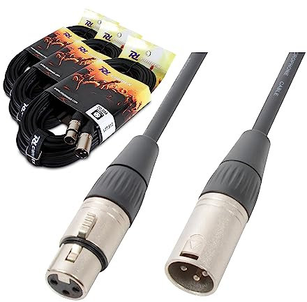 PD Connex CX100-20 DMX Lighting Cable Set – 4-Pack 20m Professional 3-Pin DMX Cable XLR Male to Female, Shielded 120 Ohm for DJ, Stage & Events