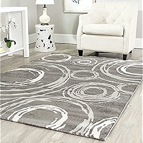SAFAVIEH Modern Teppich für Wohnzimmer, Esszimmer, Schlafzimmer - Porcello Collection, Kurzer Flor, Dunkelgrau, 244 X 340 cm