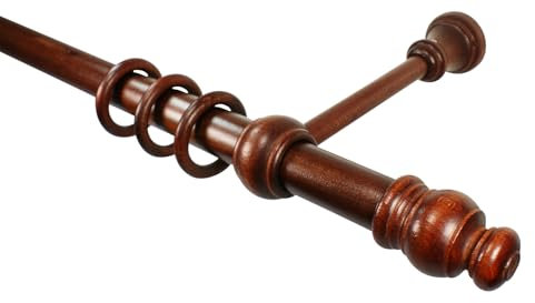 iso-design Gardinenstange aus Holz mit 28 mm Durchmesser in Nußbaum, viele Größen, 160 cm