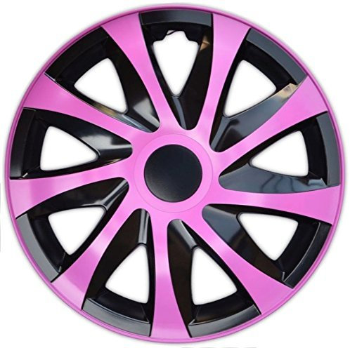 4 X Radabdeckungen Radkappensatz DRACO CS in 14 ZOLL Schwarz-Pink Farbe