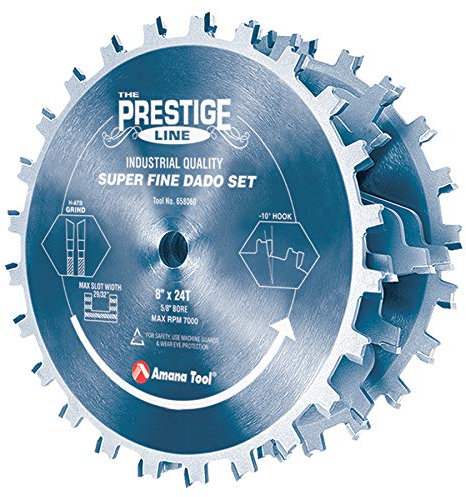 Amana Tool - 658060C Carbide Tipped Electro-BLU Prestige Dado 8 Dia x 24T H-ATB, 5/8