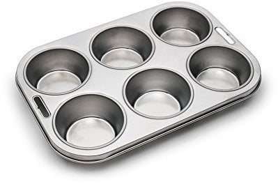 Fox Run 6 Large Muffin Pan Bun Cake Mold Party Bakeware Stainless Steel New 4867