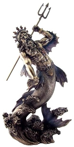 francescaskitchen339 Neptun-Statue Poseidon, griechische römische Statue, prächtig