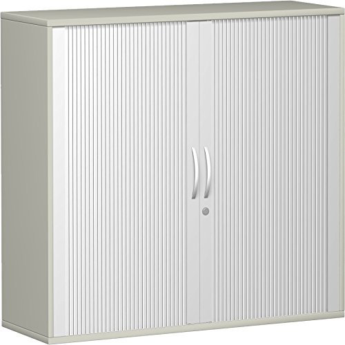 Geramöbel Querrollladenschrank 2 Dekor-Einlegeböden, abschließbar, 1200x425x1152, Silber/Lichtgrau