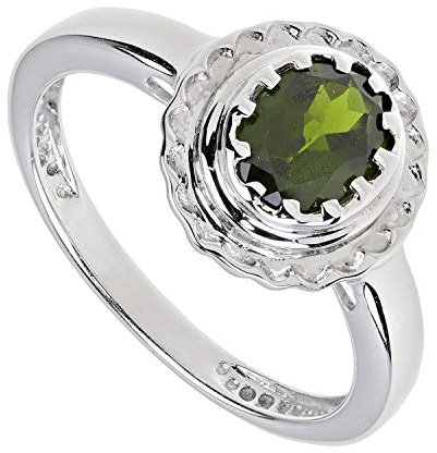 Yvesse Damen Solitär Ring 925/- Sterlingsilber rhodiniert Chromdiopsid grün RW18