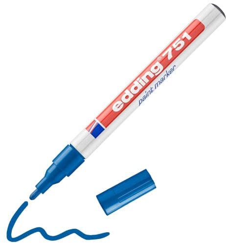 edding 751 Lackmarker - blau - 1 Stift - Rundspitze 1-2 mm - Lackstift zur Markierung und Beschriftung von Metall, Glas, Stein oder Kunststoff - hitzebeständig, permanent, wischfest