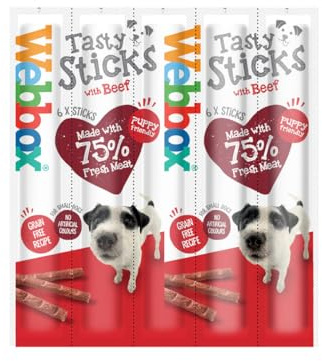 72 x Webbox Dogs Delight Tasty Beef Sticks