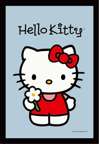 empireposter Hello Kitty Blume - Bedruckter Spiegel mit Kunststoff Rahmen in Holzoptik, Kult-Spiegel - Grösse 20x30 cm