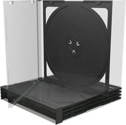 100 CUSTODIE CUSTODIA BOX DVD CD DOPPIO JEWEL CASE NERO FRONTE TRASPARENTE 2 SUPPORTI