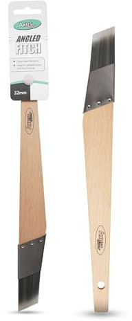 Axus Decor Angled Fitch Paint Brush (Grey Series) - 32mm - For All Paints, Filaments, For Detailed Work & Touching Up, Comfortable Handle, Rust-Resistant Stainless Steel, Grey