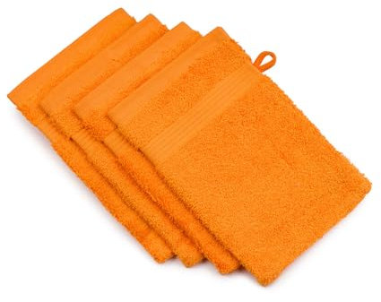 Gözze - New York Gant de Toilette, Lot de 4, Doux et absorbant, 100% Coton, 17 x 24 cm - Orange