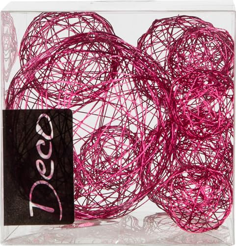 Drahtbälle Set 10-tlg. fuchsia (Klarsichtbox 1000 ml), Drahtkugeln fuchsia, Tischdeko, Deko für Hochzeit, Tischdekoration, Tischdeko fuchsia