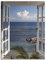 ARTLAND Wanddeko Leinwand Bilder Wandbild 45x60 cm Fensterblick Fenster zum Paradies Strand Meer Maritim Palmen Landschaft T9II