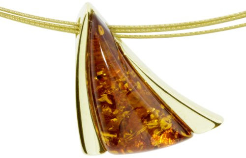 InCollections Damen-Anhänger 333/000 Gold mit Bernstein am 3-fach Nylonband 42 cm mit Goldverschluß 241A103414L100