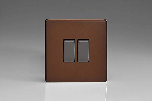 XDM2S Varilight Flat Plate Screwless Mocha 2 Gang Light Switch