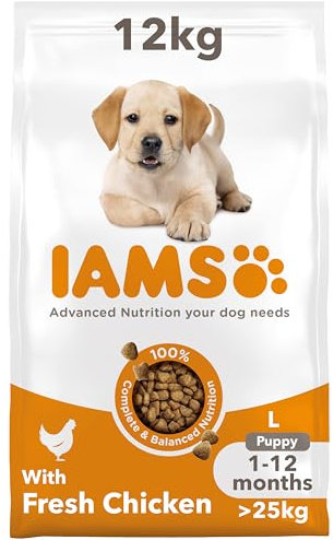 IAMS for Vitality Junior Hundefutter trocken - Welpenfutter für Welpen im Alter von 1-12 Monaten, geeignet für große Rassen, 12 kg
